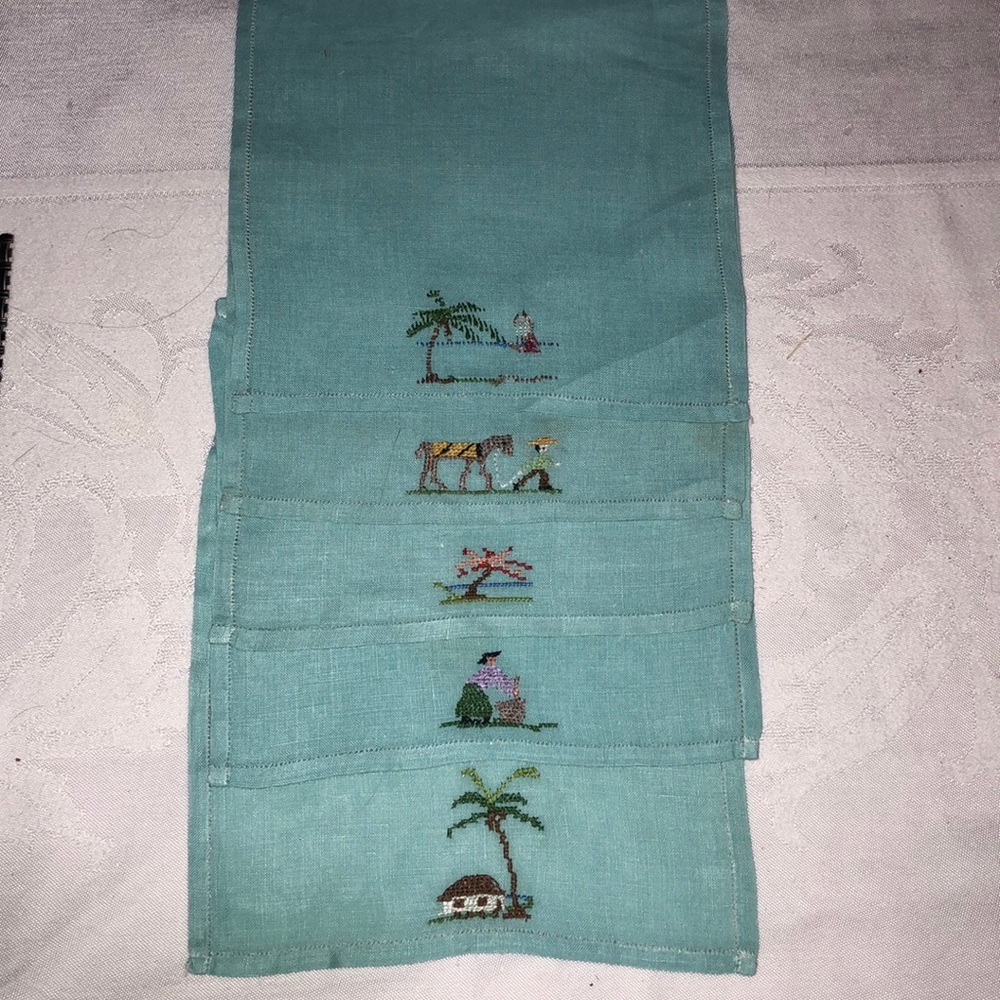 COCKTAIL NAPKINS hand stitched